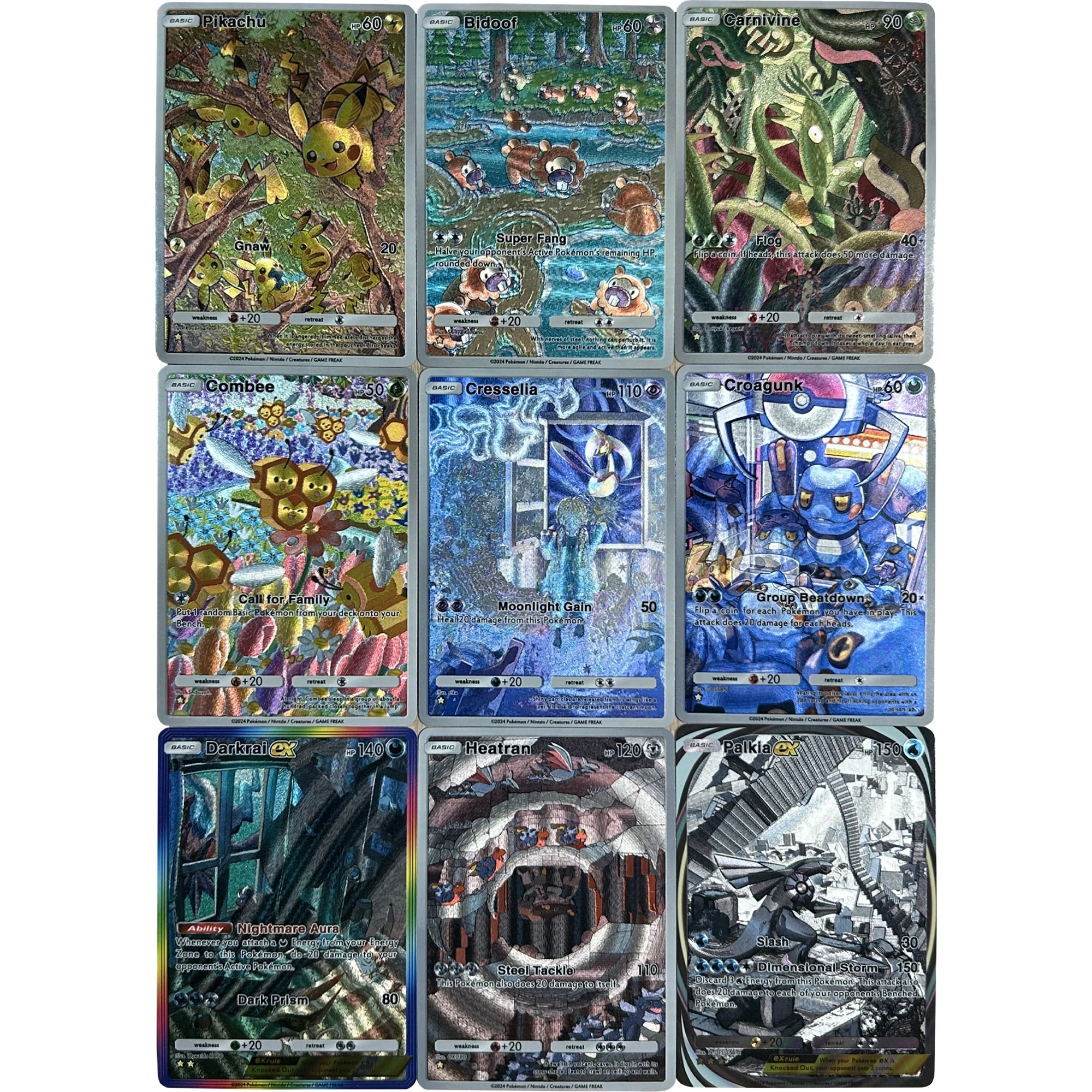 

9 шт./компл. английский Ptcg Palkia Bidoof Croagunk Heatran текстура флэш-карта Diy самодельная классическая игра аниме коллекционные карты игрушки