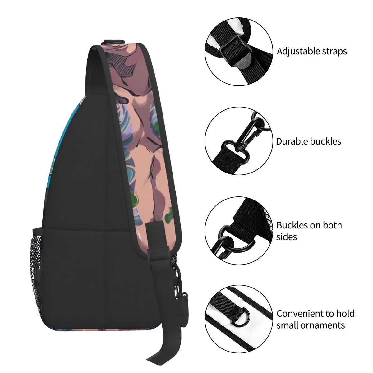 Jujutsu Kaisen Adventure Anime Crossbody Bag, Sports Gojo Satoru Peito Bag, Moda Unisex, Mochilas de Ombro, Viagem, Homens e Mulheres