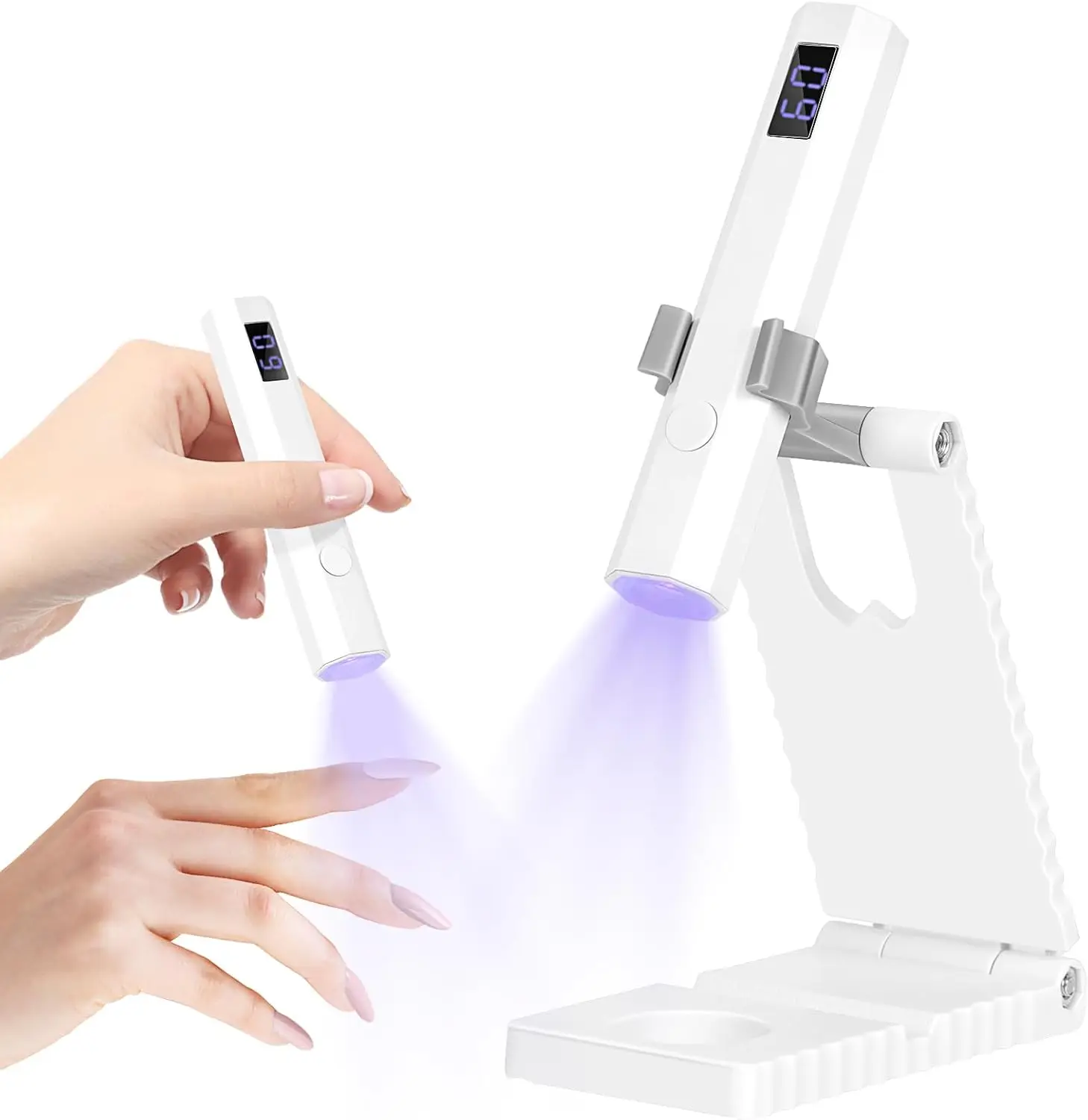 

Миниатюрная УФ-лампа для гель-лака с подставкой, перезаряжаемая, портативная, с 2 таймерами, для сушки гель-лака, лампа для быстрой полимеризации