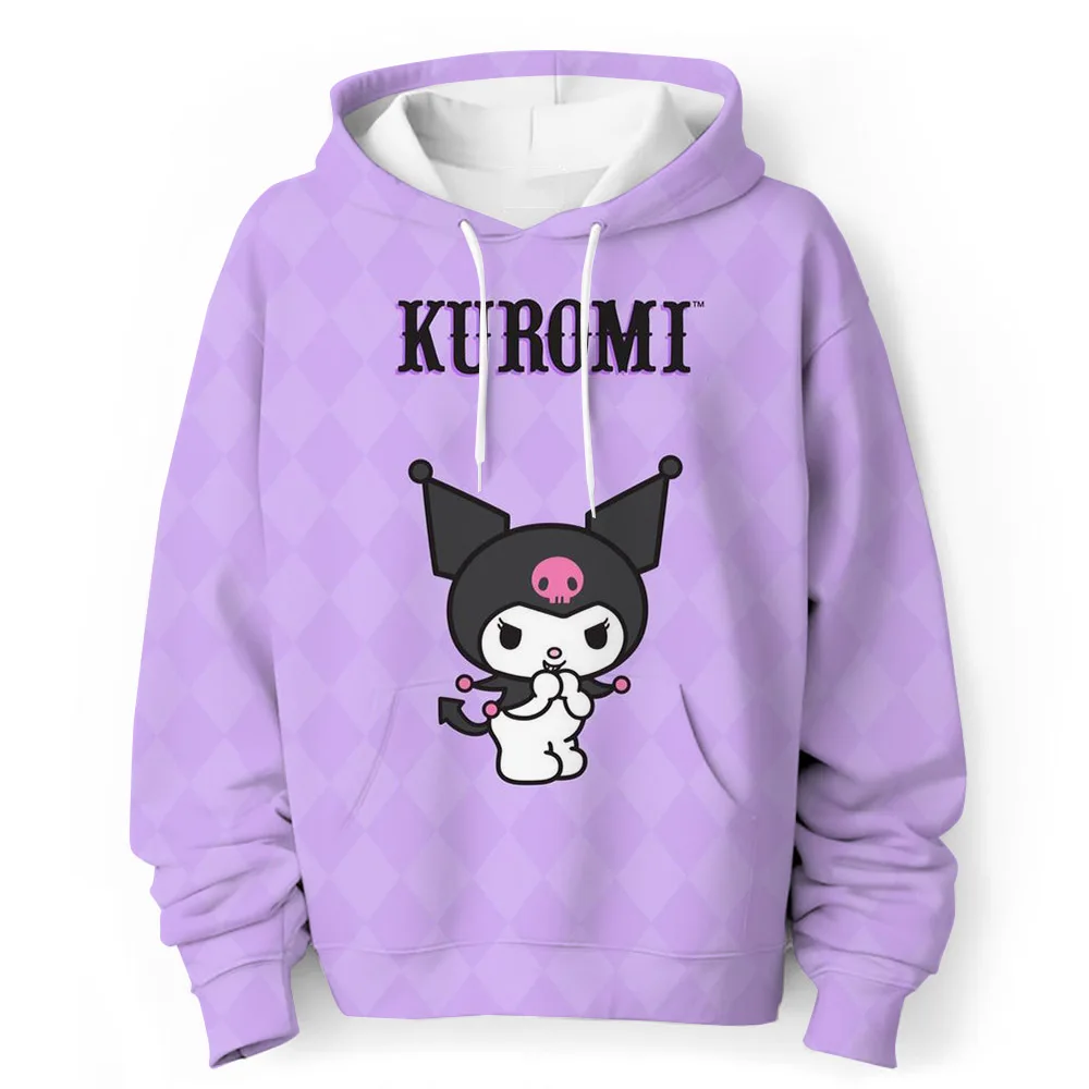 Hello Kitty Children\'s Hoodies Sweatshirt Kawaii Kuromi Pullover Fashion Anime Cartoons Casual Clothes Girls Boy Kids Warm Tops