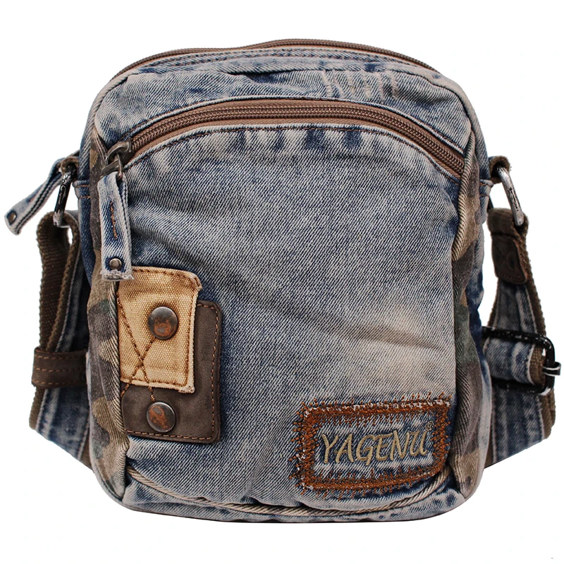 Retro Denim Crossbody Bag Unisex Casual Commuter Bag Vertical Fashionable Bag Street Trend Zipper Closure Soft Handle Youth B...