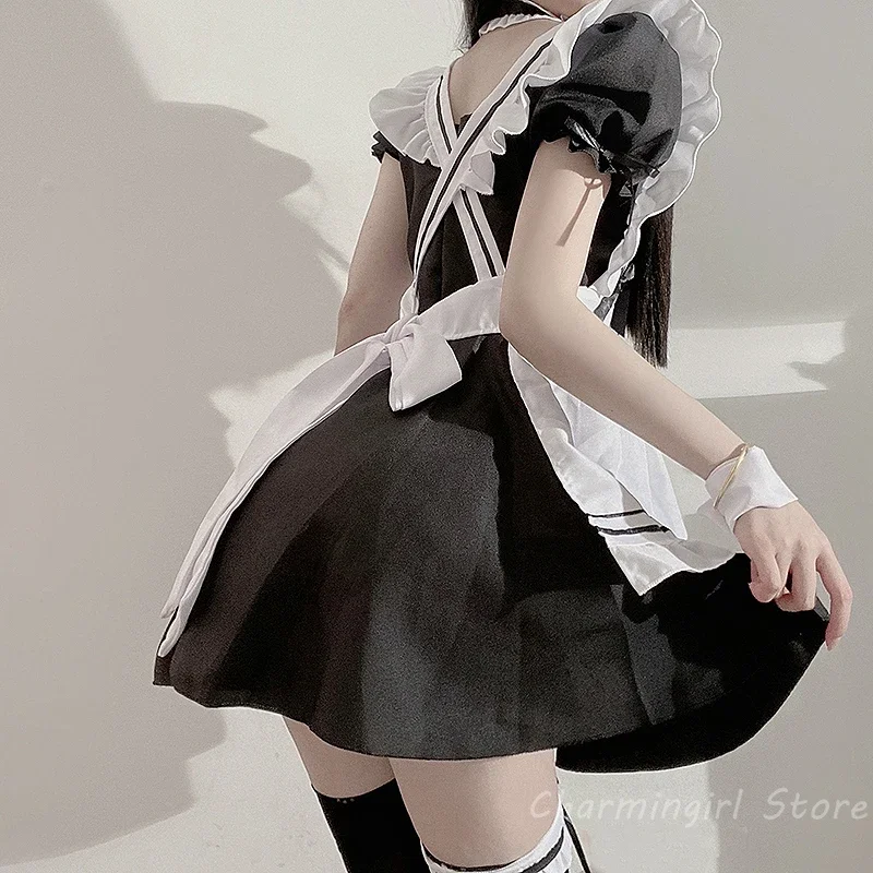 Japanese Maid Cos Uniform Lovely Girl Student Lolita Dress Sweet Style Cute Cat Cafe Princess Dresses Harajuku Kawaii Lingerie