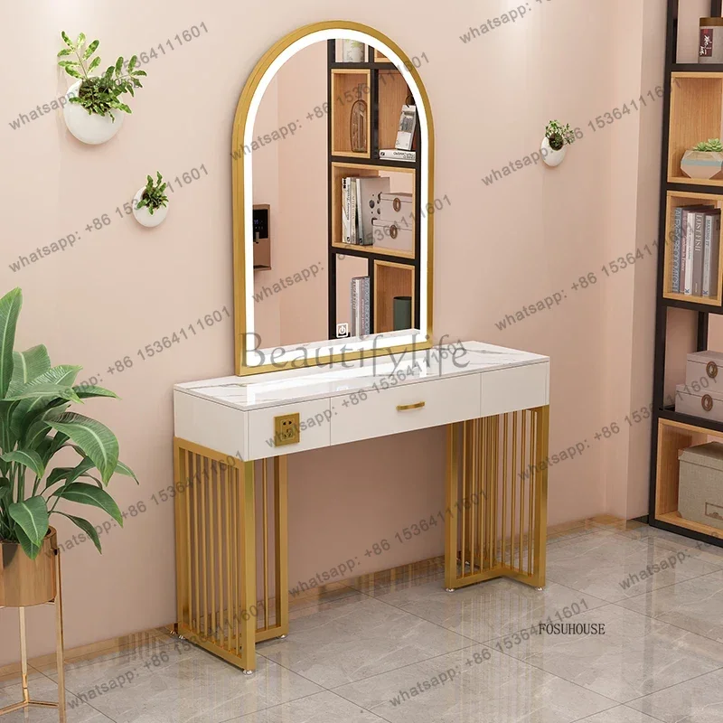 

X4 Professional Store Makeup Vanities Modern Studio with Light Dressing Table Wedding Shop Beauty Salon Special Dressing Table E