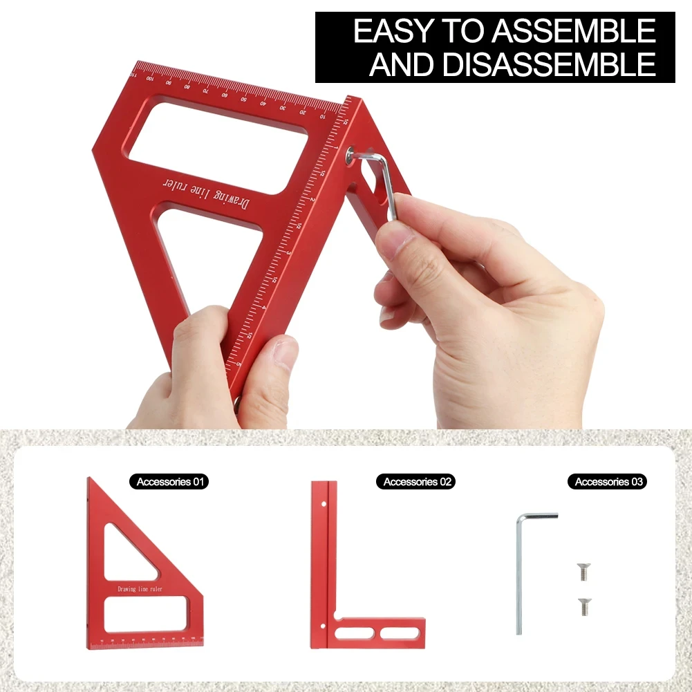 Imagem -05 - Oversize Woodworking Square Protractor Miter de Liga de Alumínio Régua Triangular Layout de Alta Precisão Ferramenta de Medição para Carro de Engenharia