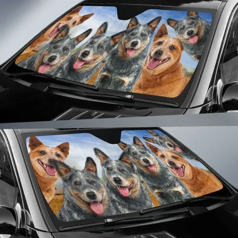 Funny Blue Heeler Red Heeler Dog Lover Car Sunshade Windshield Window Gift, Car Windshield Durable Car Sunshade