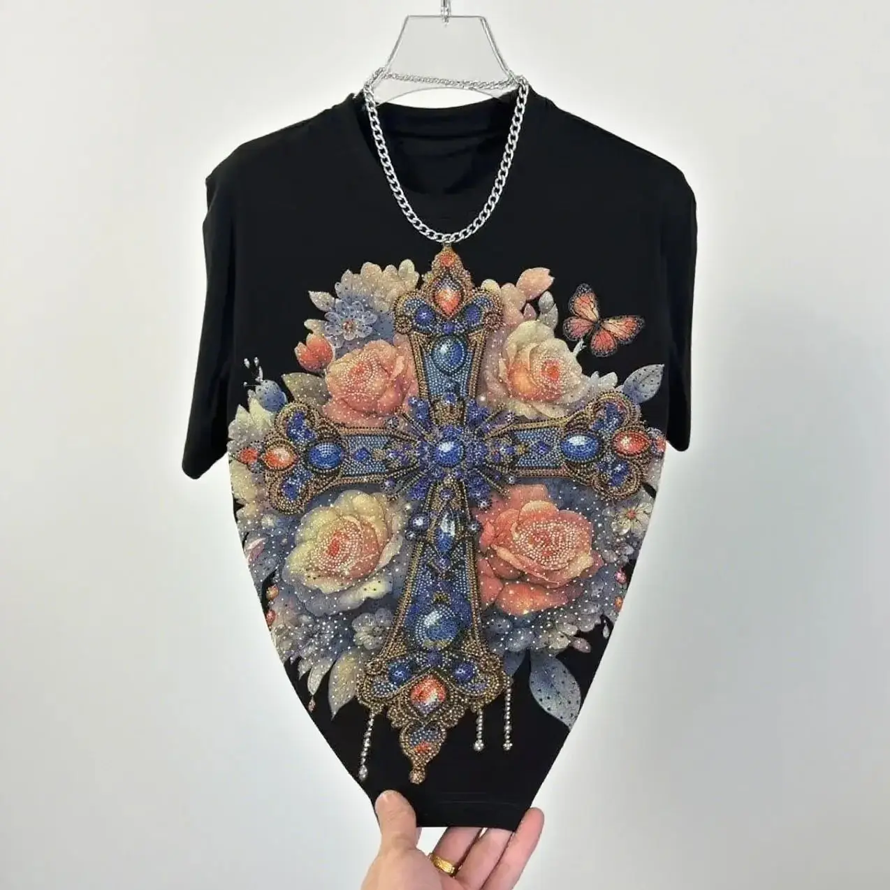 

Trendy Subculture Diamonds Printed Men's T-shirts All-match Spring Summer Round Neck Pullover Top Handsome Loose Cotton Tees