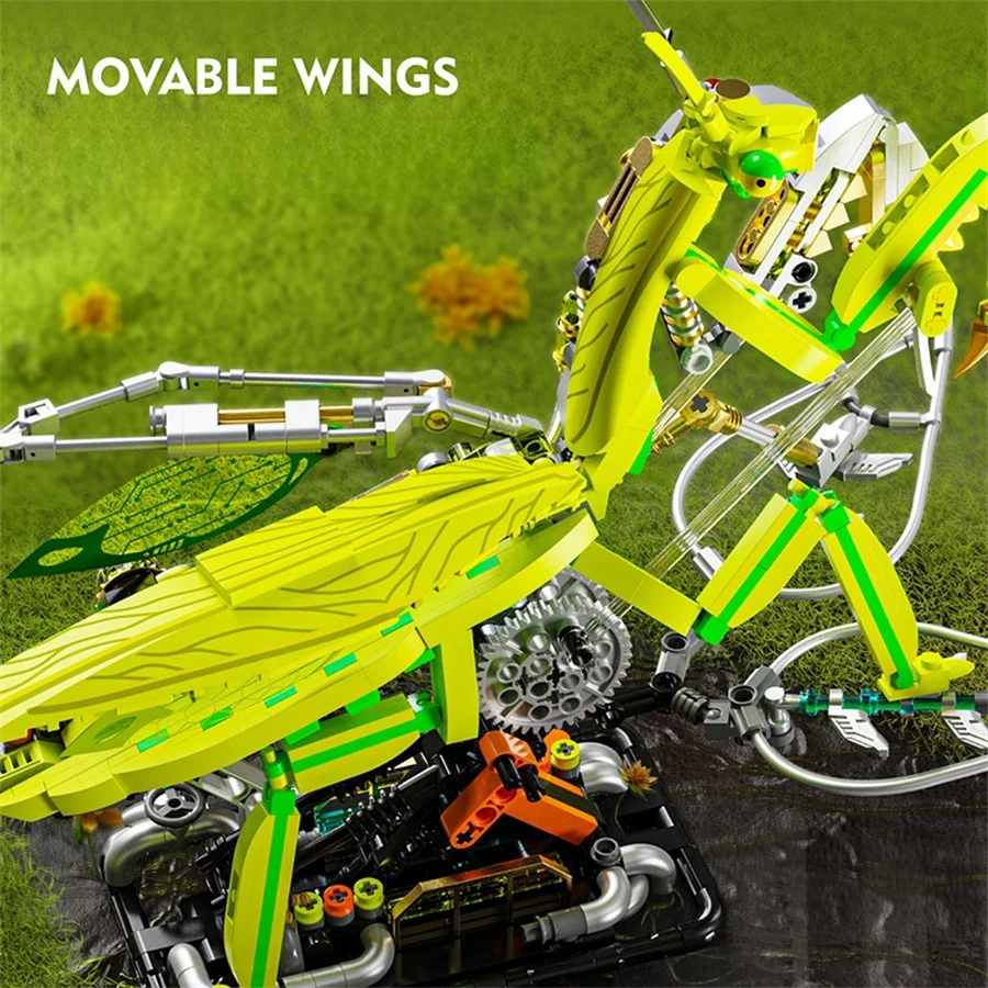 Nuevo juego técnico de vida de insectos Mantis mecánico con Motor de potencia, bloques de construcción, modelo de ladrillos, juguetes de ensamblaje para regalos para niños, 999 Uds.