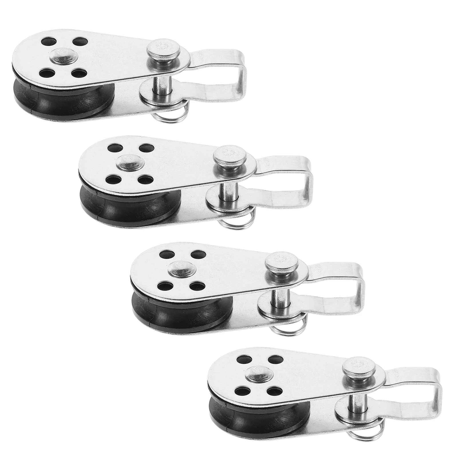 

4pcs Single Pulley Kit Stainless Steel And Nylon Marine Blocks For Kayak And Sailboat Rope Runner Ideal For Sailing Boating And