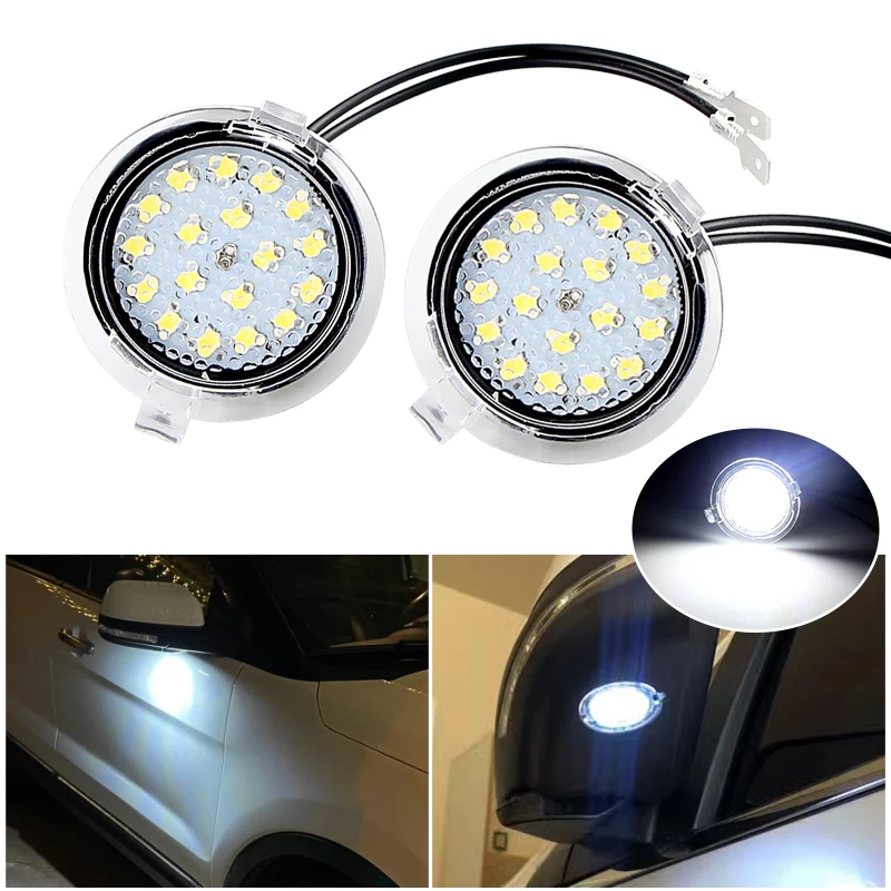 2PCS Under Side Mirror Puddle Lights For Ford F150 Raptor Edge Explorer Flex Fusion Lincoln Navigator Mark LT MKX, etc 12V