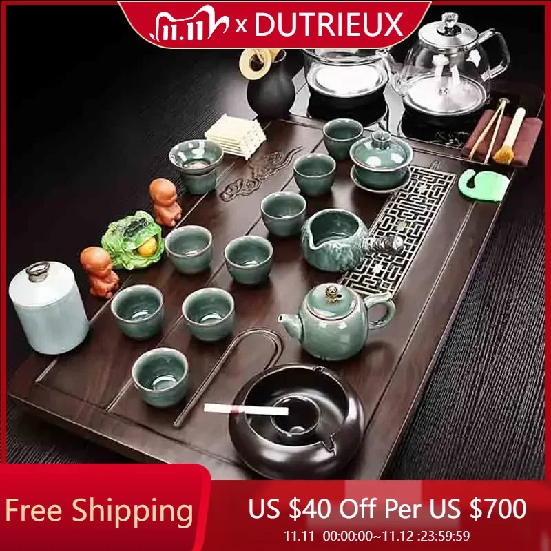 

Chinese Kung Fu Tea Set Cup Whisk Pot Bowl Ceremony Coffee Travel Ceramic Tea Set Living Room Juego De Te Home Decorationgs