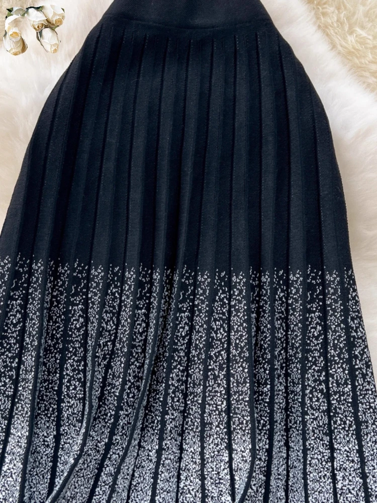 Faldas De retales para Mujer, ropa De cintura alta, corte en A, Saia Vintage coreano De punto, Jupe 2021, Faldas para Mujer De Moda Y2k, Falda plisada