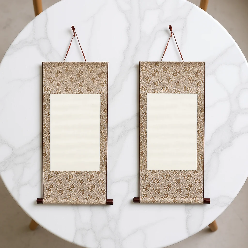 

2Pcs Blank Chinese Scroll Paper Premium Calligraphy Painting Art Wall Decor for Kids and Adults Vintage Style Hanging Mounting