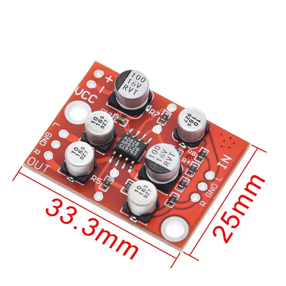 TZT  1/5PCS DC 5V-15V 12V AD828 Stereo Preamp Power Amplifier Board Preamplifier Module