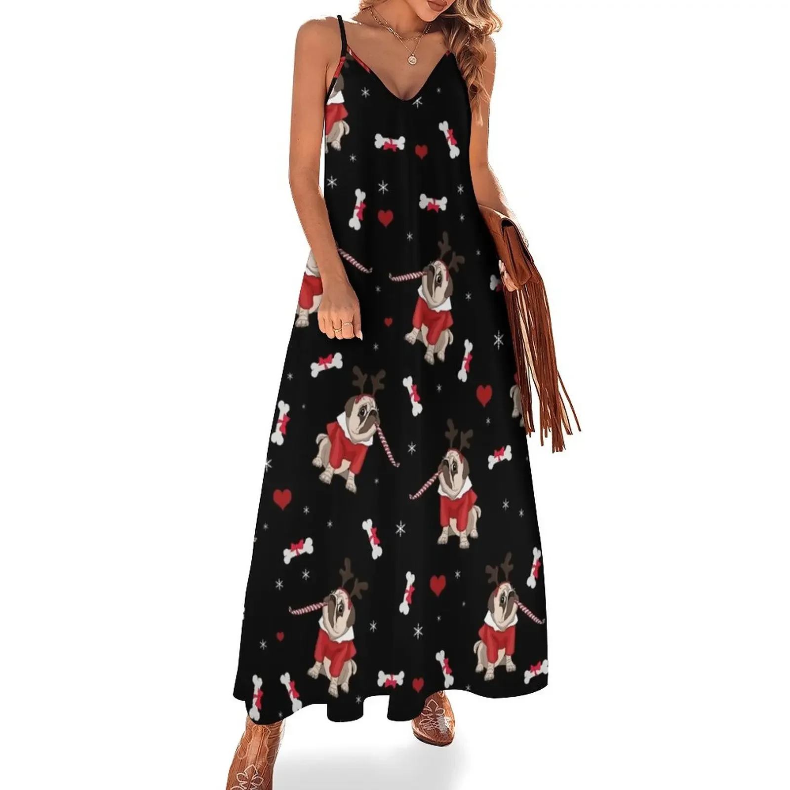 

Pug Xmas Pattern Sleeveless Dress luxury evening dresses for women 2024 dresses with long sleeves