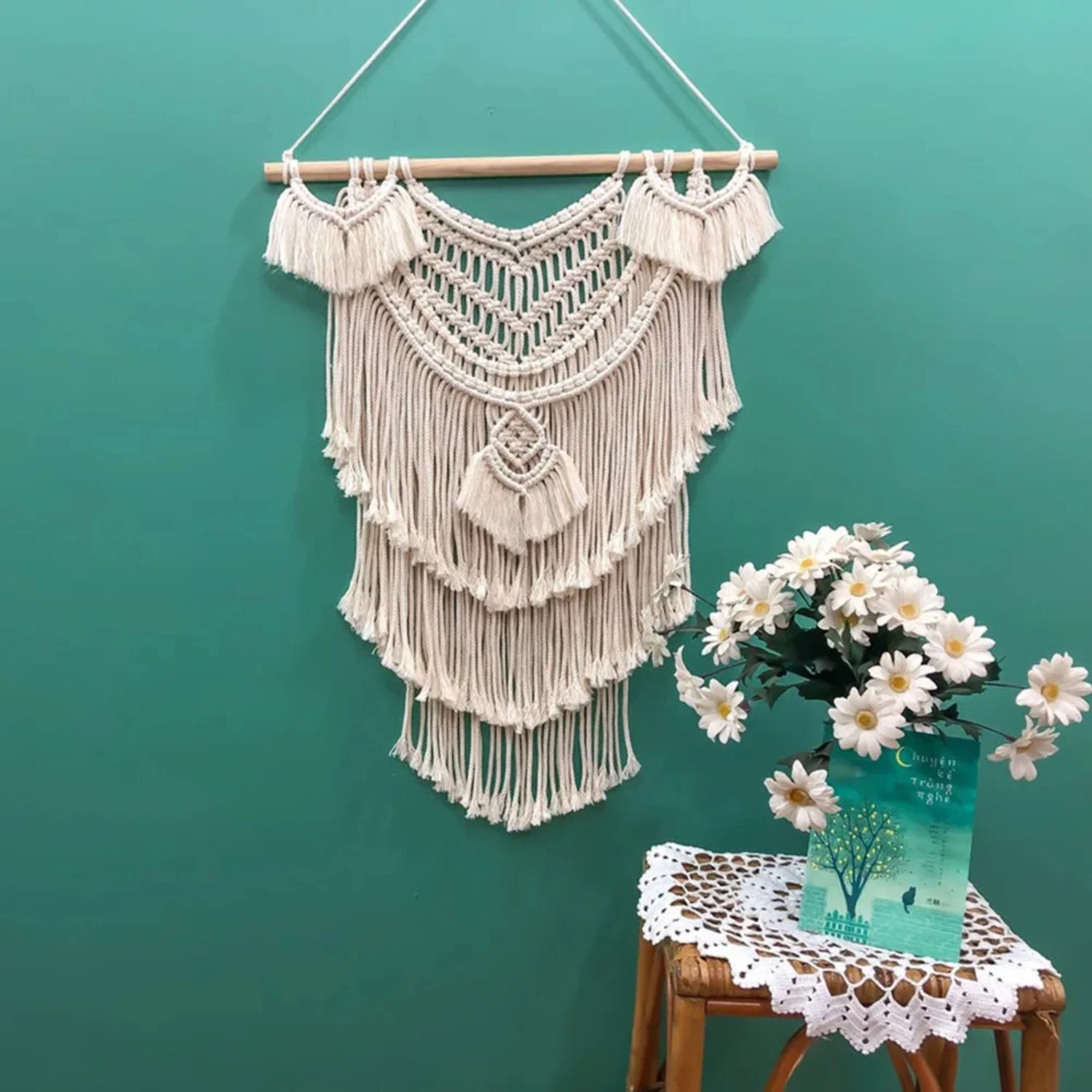 Novo design casa boho decoração de parede macrame borla tapeçaria de suspensão de parede decoração boêmia grande artesanal tecido arte tapeçaria presente