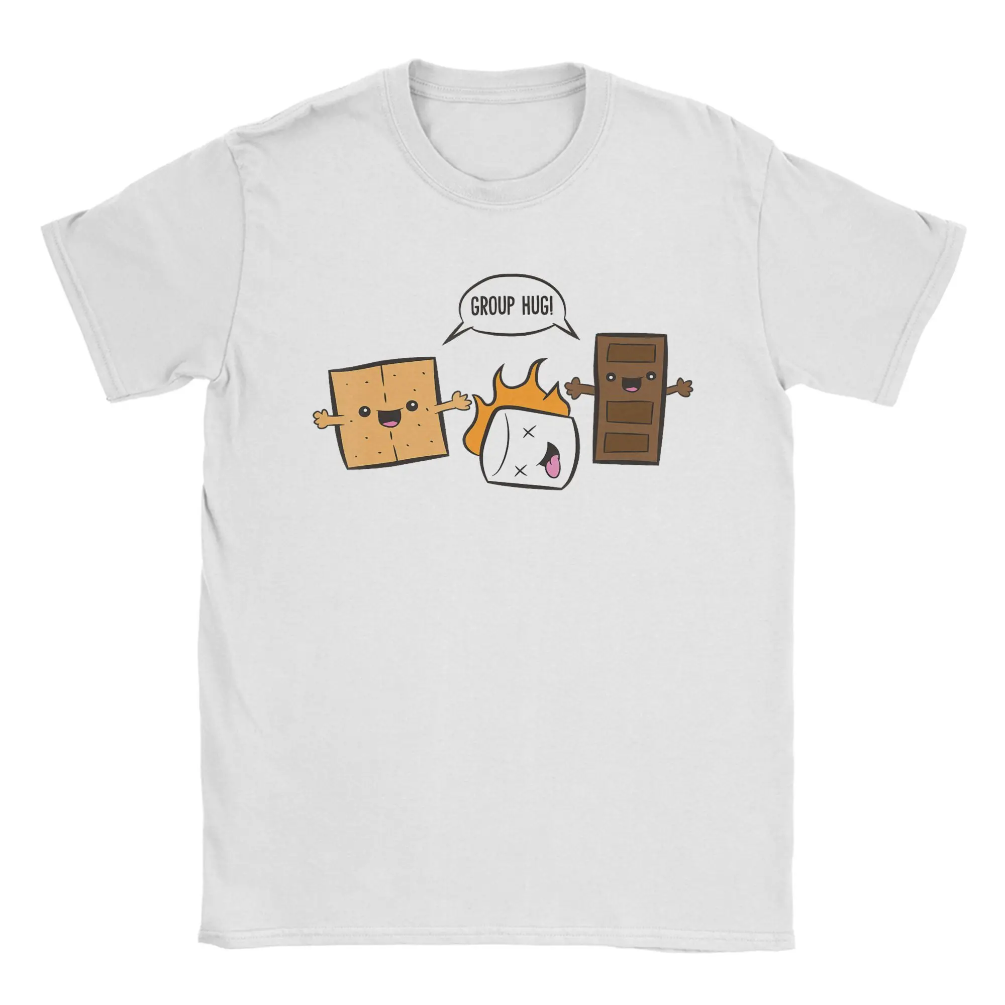 Group Hug Camping Campfire Chocolate Marshmallow T Shirt Summer  100% Cotton T-Shirts For Man Tee Shirt Short Sleeve Top Tees