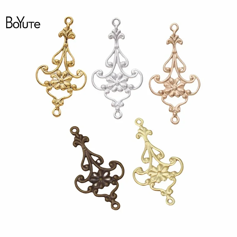 

BoYuTe (100 Pieces/Lot) 15*28MM Metal Brass Filigree Plate with 2 Loops Diy Earring Jewelry Accessories