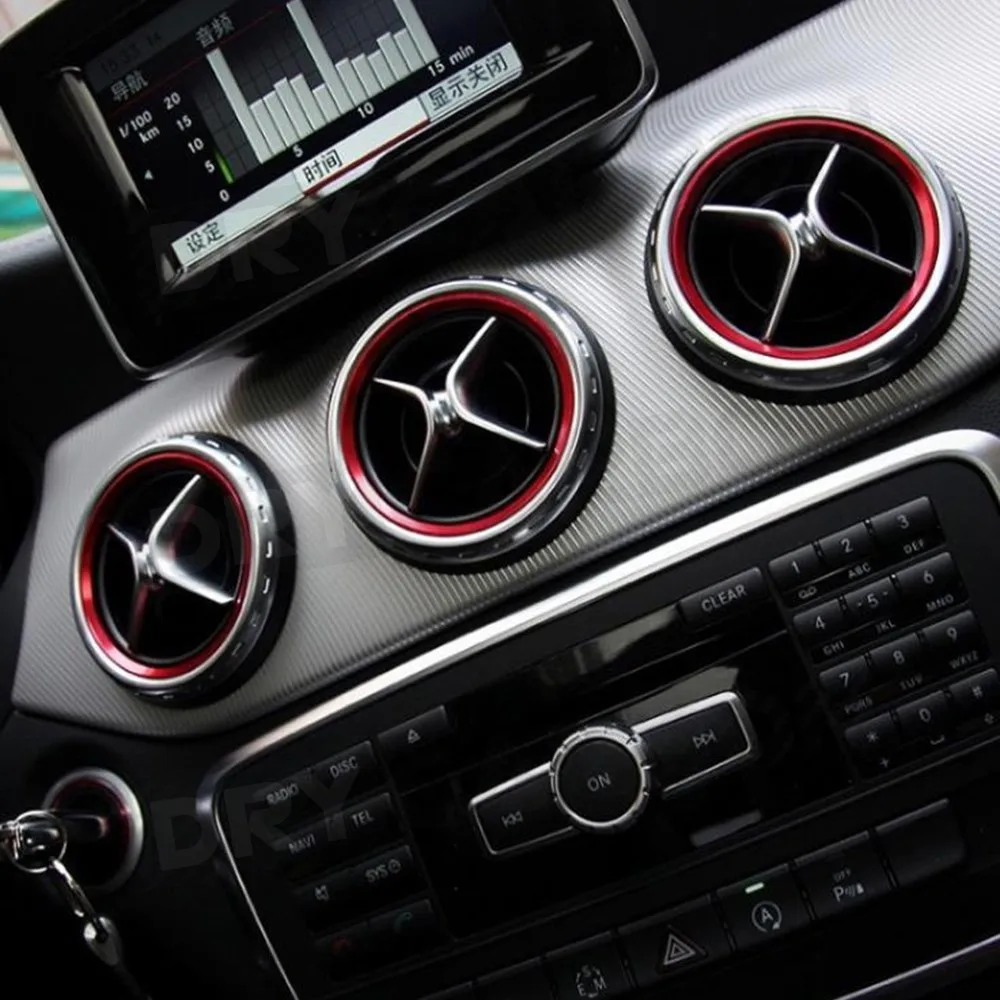 5PCS Air Conditioner Vent Outlet Ring Trim Decor for Mercedes Benz W176 W246 C117 X156 AMG Auto Car Chromium Styling