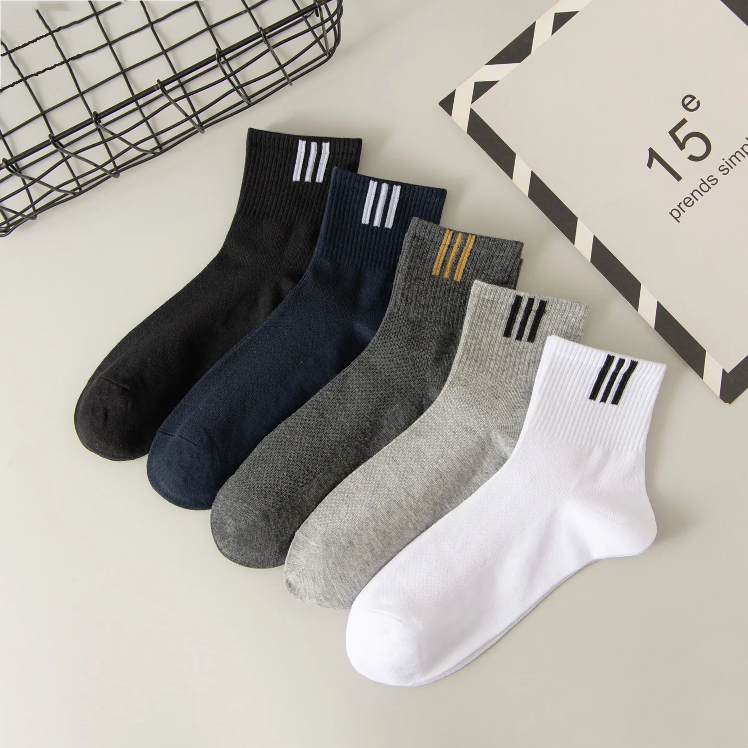 5 Paar Herren Sommer dünne Mesh Socken dünne hochwertige Baumwolle schweiß absorbierende atmungsaktive verschleiß feste schwarze Socken Großhandel