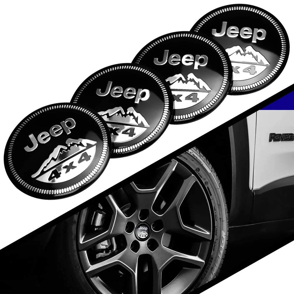 56/60mm Car Aluminum Logo Wheel Center Hub Cap Stickers For Jeep Cherokee WK Gladiator Pickup Wrangler Jk Renegade Compass