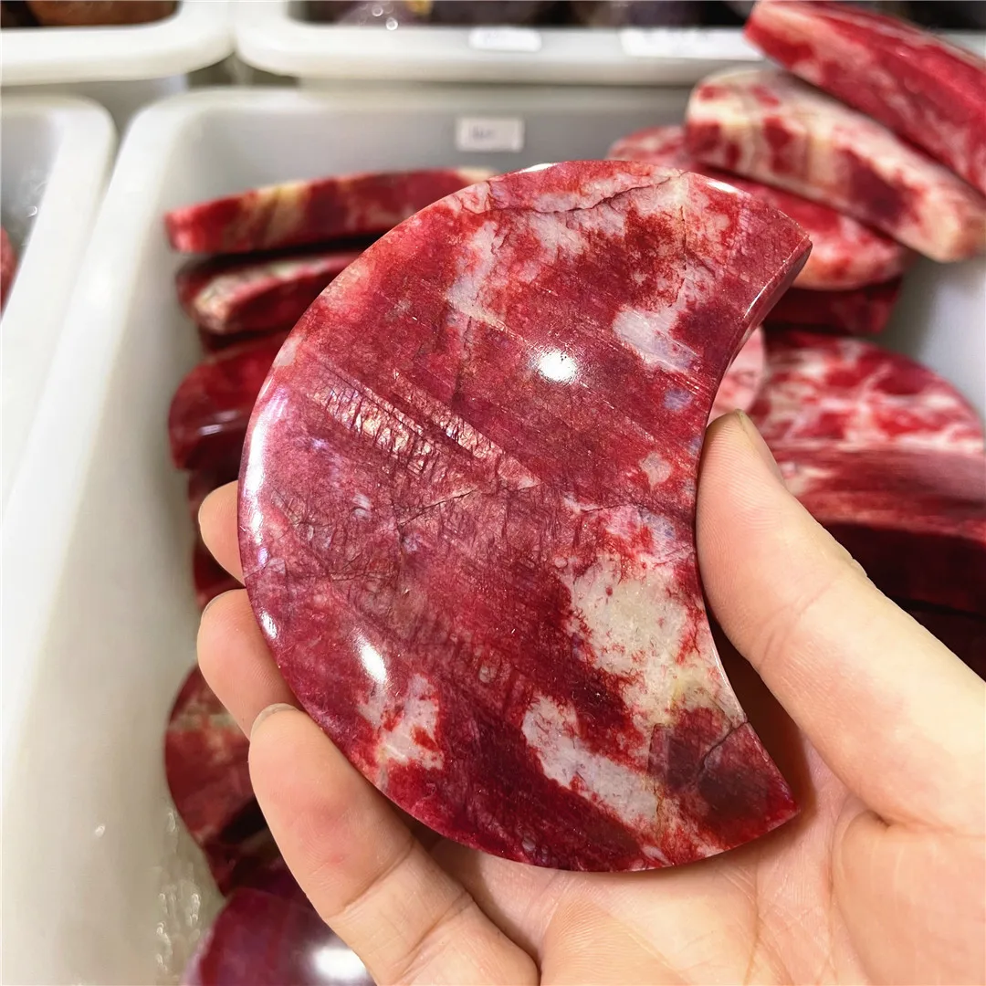 

9-10 см натуральный полумесяц кристалл ремесло украшение для стола красный цвет лунный камень продукт декор комнаты минеральные камни