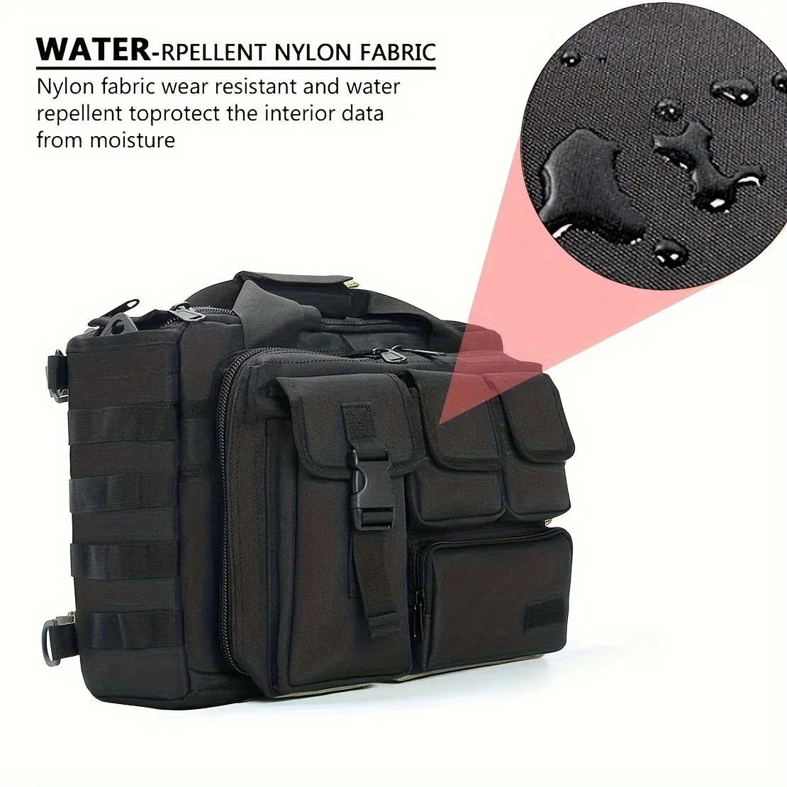 Tactical briefcase, tactical computer bag 14.1-inch -15.6-inch men's military laptop messenger multifunctional briefcase men's c