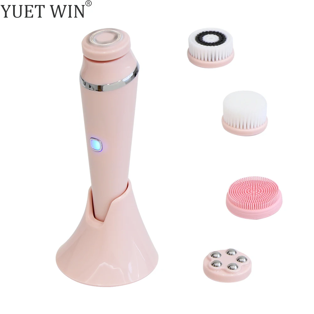 Electric Facial Cleansing Brush with 4 Replacement Brush Heads Face Deep Cleaning Exfoliating Massage Skin Care Tools