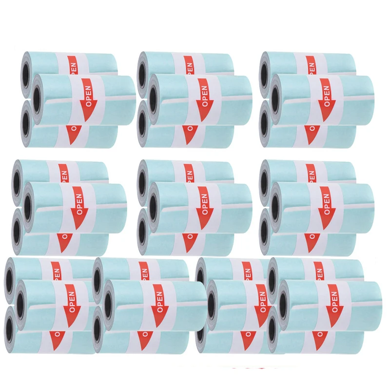 30 Rolls Printable Sticker Paper Direct Thermal Paper w/ Self-adhesive 57*30mm for PeriPage A6 PAPERANG P1/P2 Mini Photo Printer