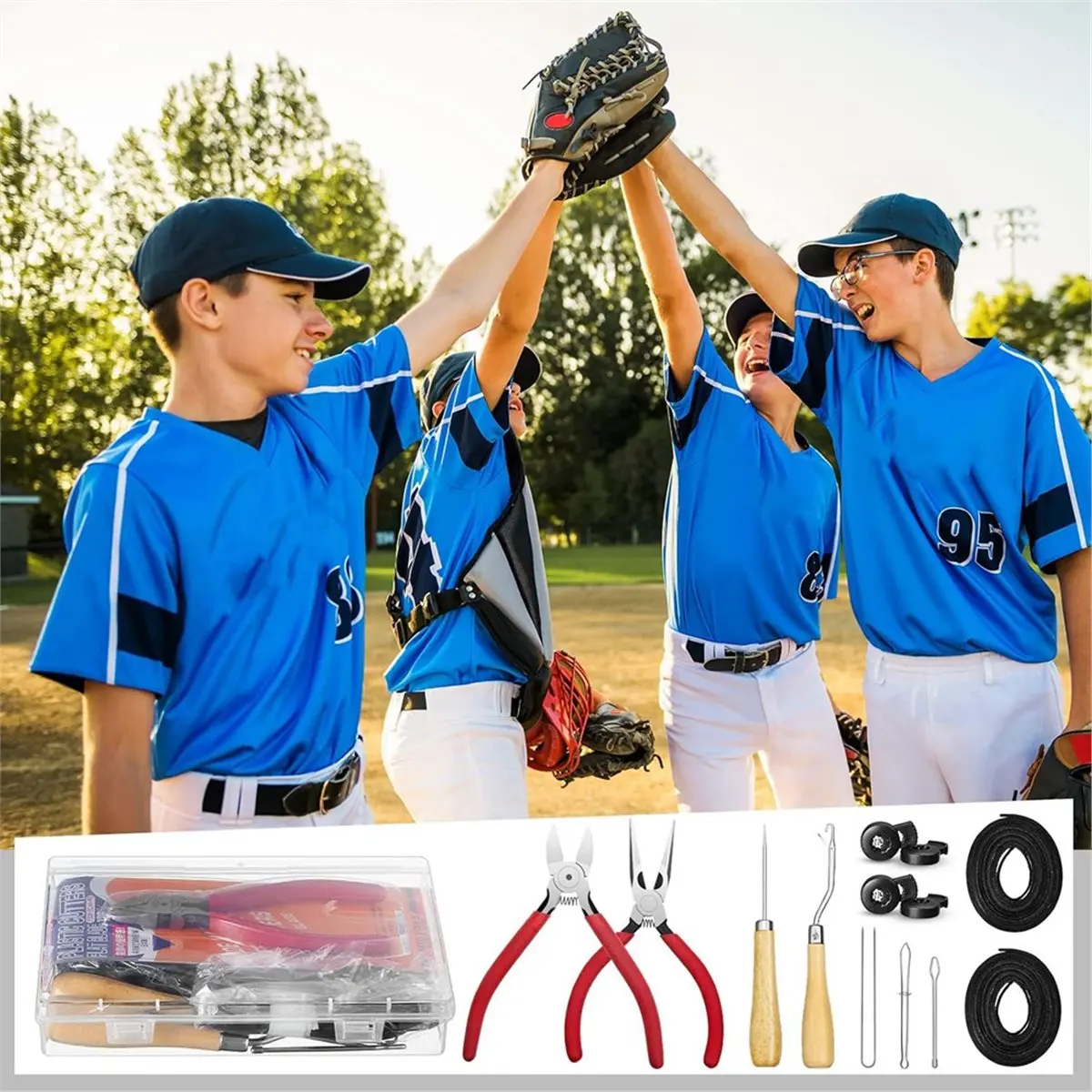 Glove Relacing Kit for Baseball Softball Mitt, Complete Glove Lacing Care and Repair Set with Tools