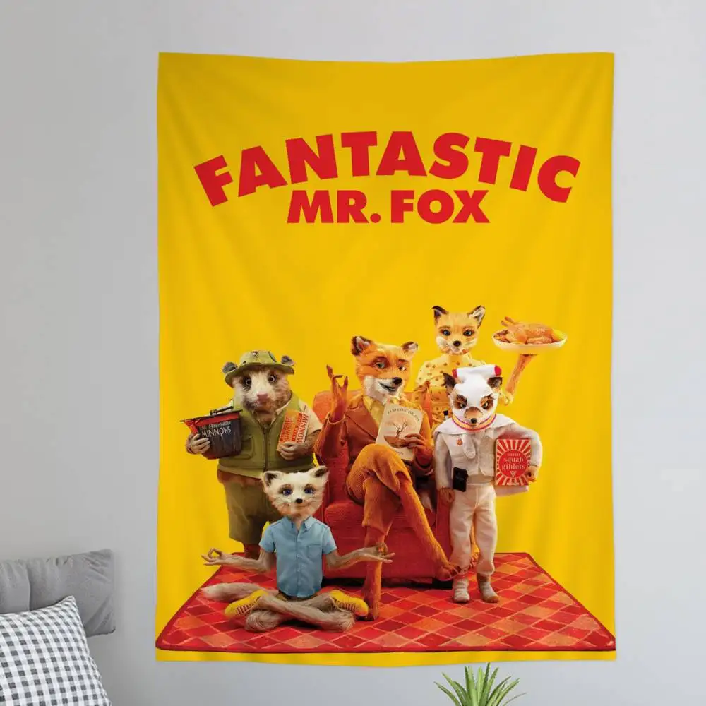 Movie The Fantastic Mr Fox Anime Tapestry Hanging Tarot Hippie Wall Rugs Dorm Home Decor