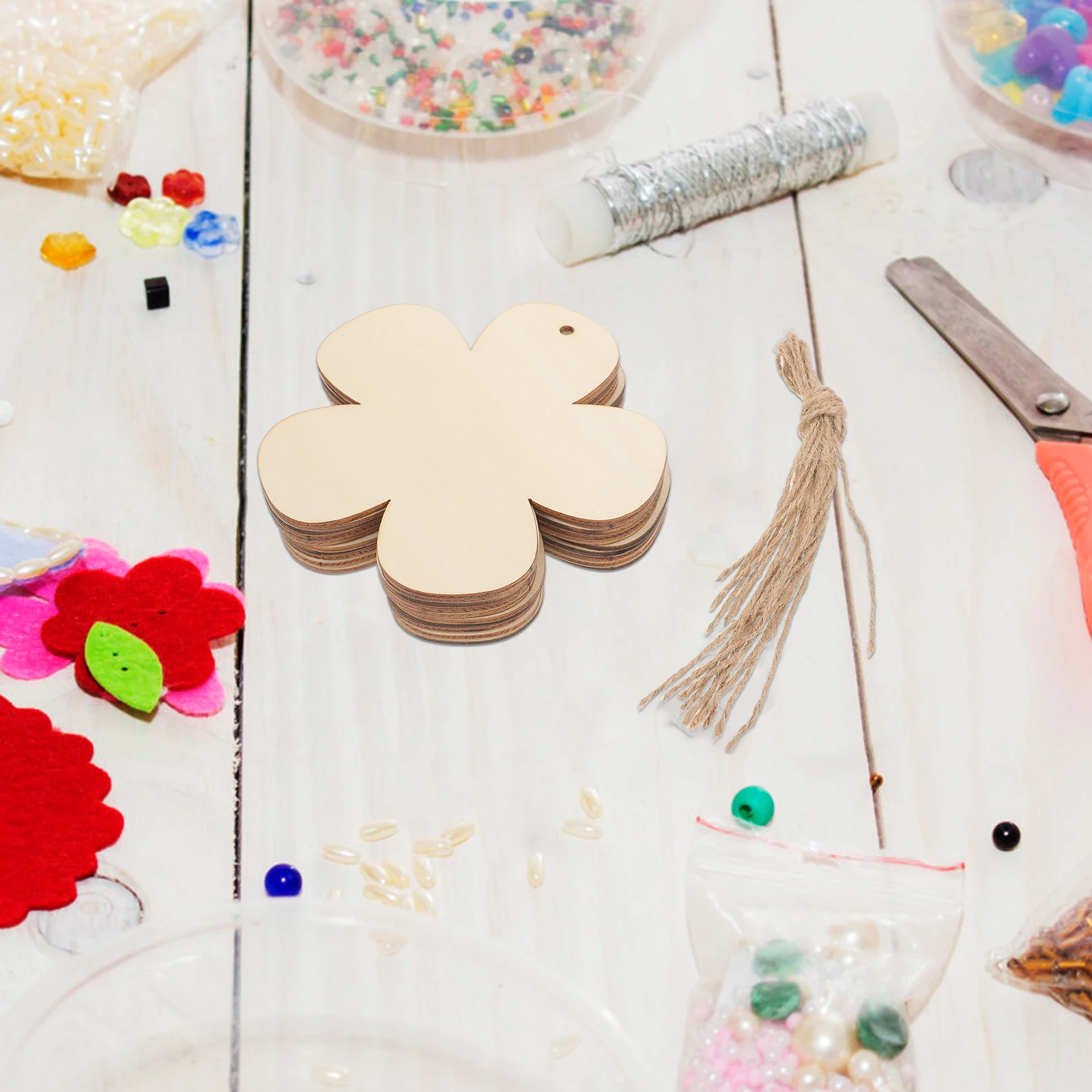 

10pcs Wooden Flower Tray Crafts DIY Decor Cutouts Unpainted Ornaments for Kids Christmas Gift Wood Slices Art Projects Handmade