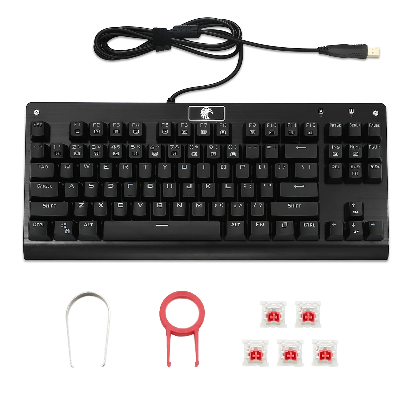 E-yooso Z-77 teclado mecânico do jogo painel de metal arco-íris led backlit interruptores vermelhos tenkeyless 87 chaves anti-ghosting para mac pc