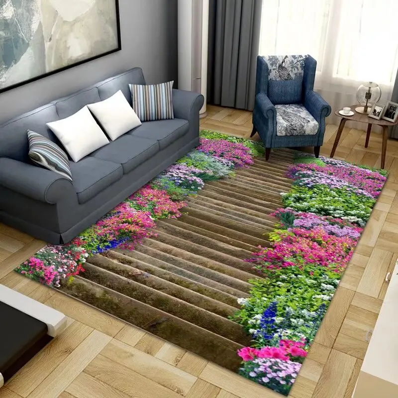 3D Pastoral Living Room Carpets Flower Grass Stream Bedroom Decoration Rug Garden Pathway Rugs Home Decor Floor Mat ковер tapis