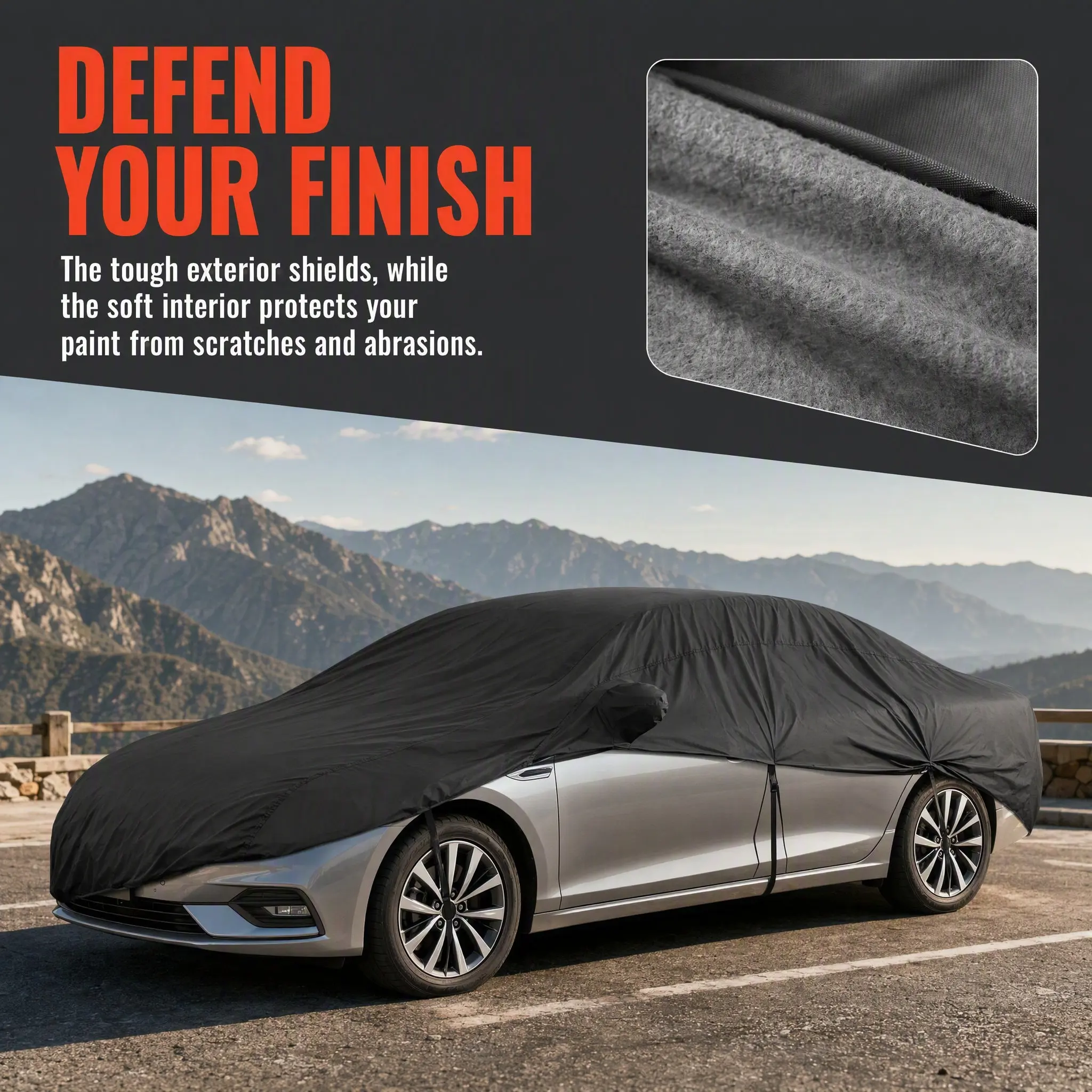 Waterproof Car Half Body Sun Shade Cover Xl Black Car Protector Rainproof Sunscreen Shield Snow Dust Outdoor Cover