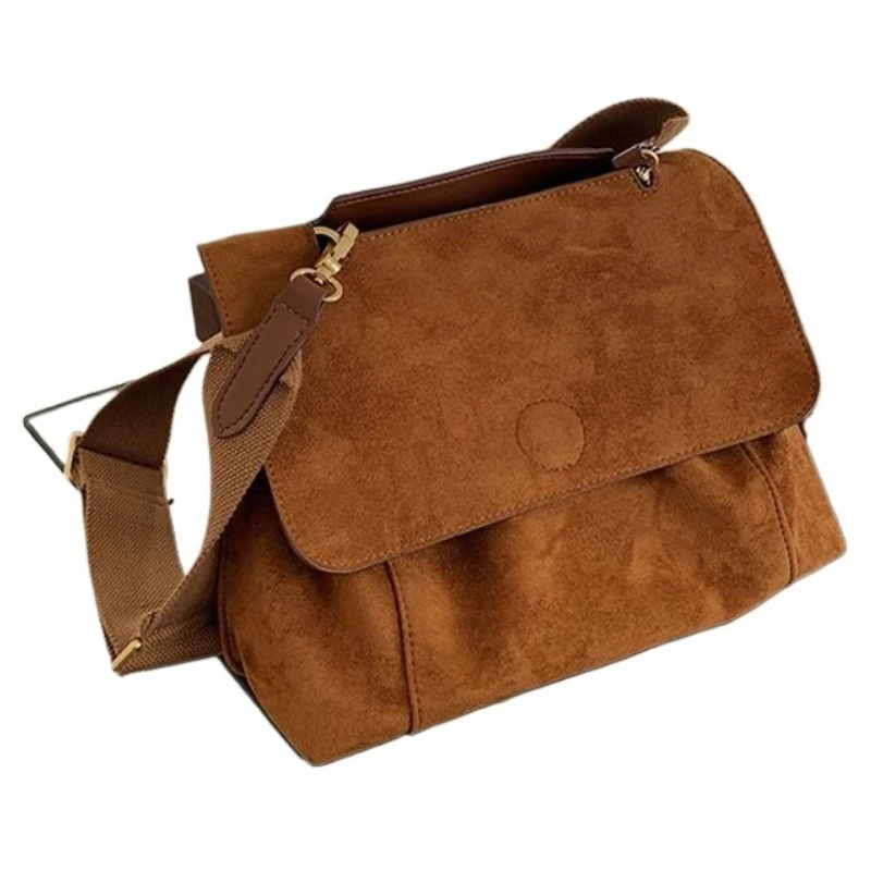 

Коричневая флисовая универсальная женская сумка большой вместимости через плечо, новая модная изысканная повседневная сумка-тоут