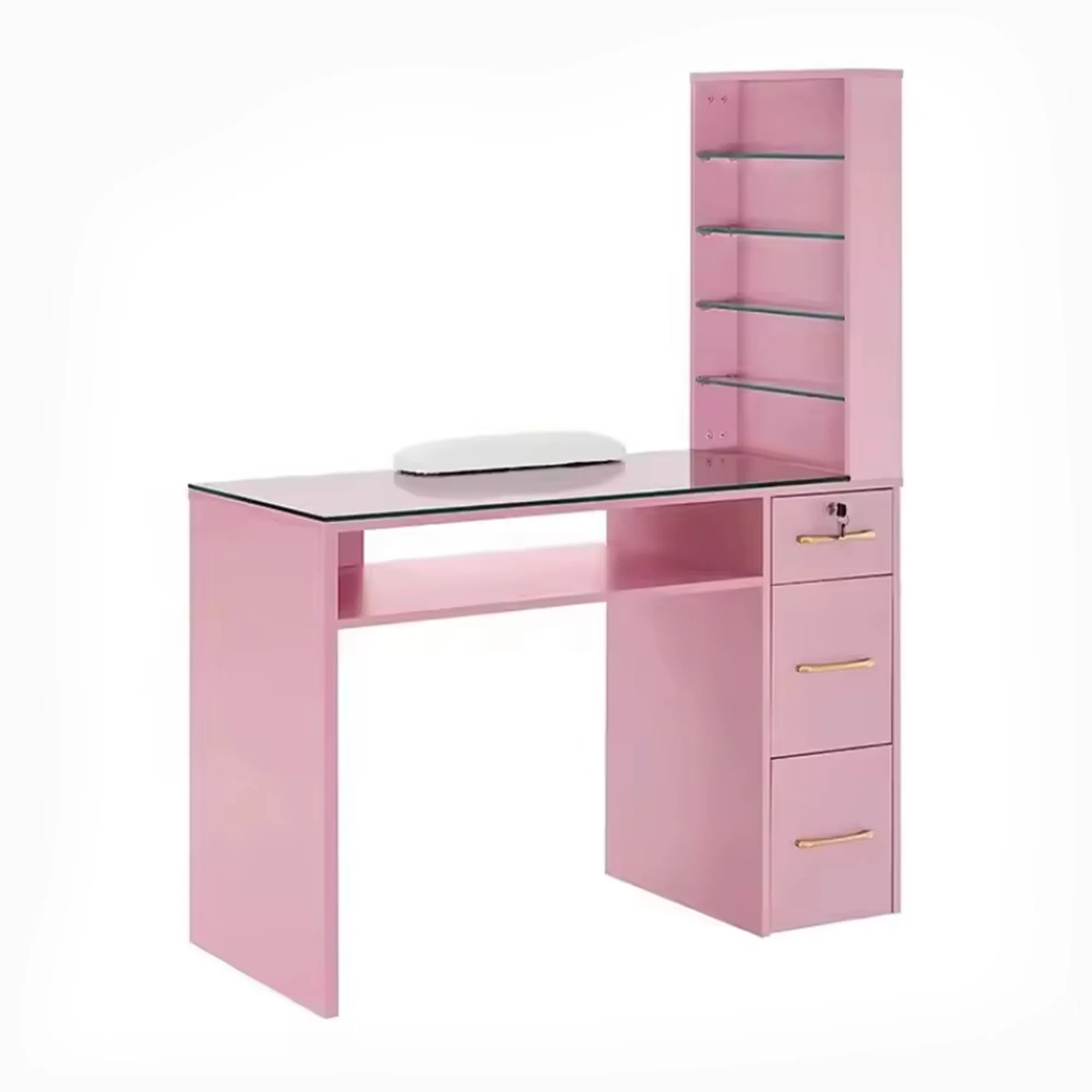 Hot Sale Modern Nail Salon Nail Table with Dust Collector, Glass Countertops, Commercial Use, Workshop Nail Bar