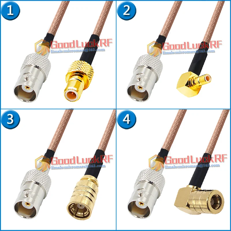 

Q9 BNC Female to SMB Male SMB Female 90 Degree Plug Pigtail Jumper RG316 extend Cable 50 Ohm low loss RF Connector Adapter