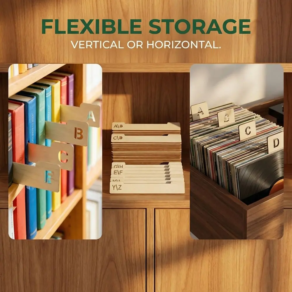 Wooden Vinyl Record Dividers Versatile Alphabetical a-Z Guide Separator Holder Time-saving Efficient Record Record Index Card