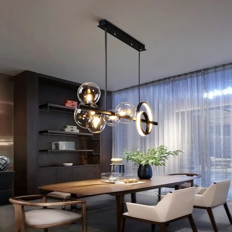 Lampe LED Suspendue en Verre au Design Nordique Moderne, Luminaire Décoratif d'Nik, Idéal pour un Restaurant, une Salle à Manger ou un Bar