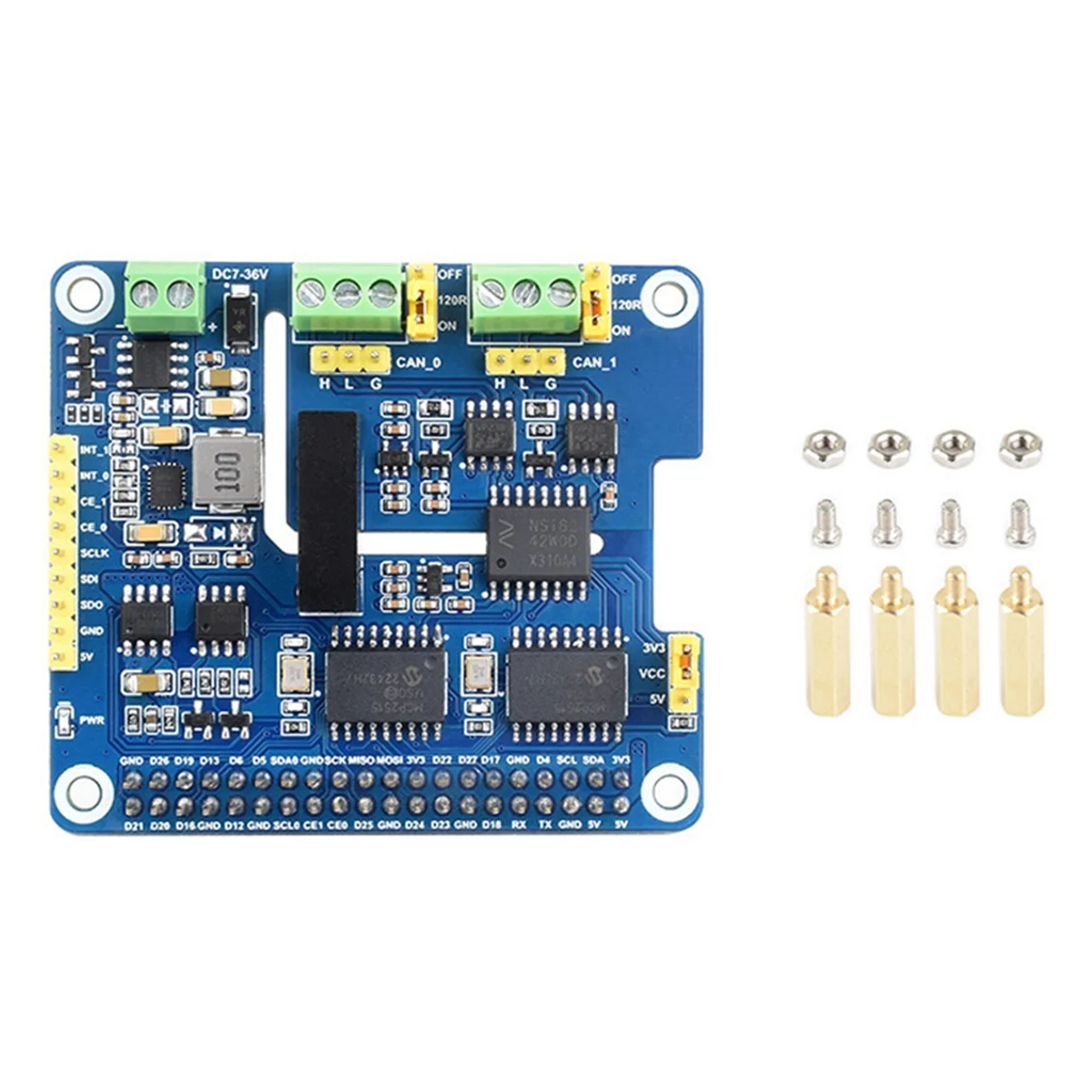 

M86K CAN Bus Expansion Board 2-CH Isolated HAT+ Dual Chips Solution Stackable for Expanding CAN Channels for