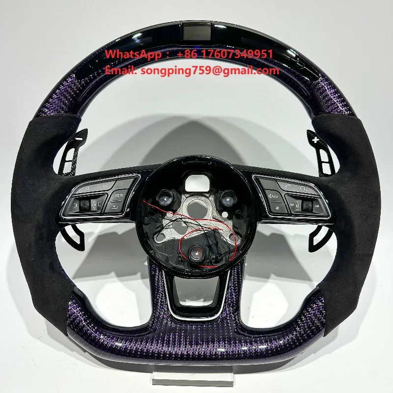 Custom purple Silk Carbon Fiber Steering Wheel for Audi Sedan Series A3 A4 A5 S3 S4 S5 D-shape Sport Design with Paddel Shifter