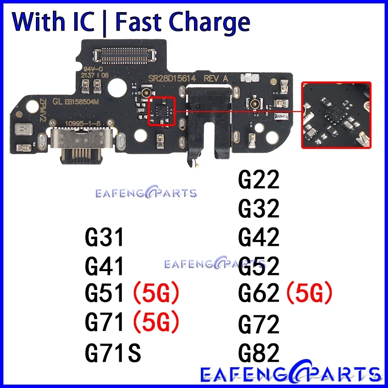 Usb Dock Charger Connector Ports for Motorola Moto G31 G41 G51 G71S G22 G32 G42 G52 G62 G72 G82 5G Charging Board Module Flex