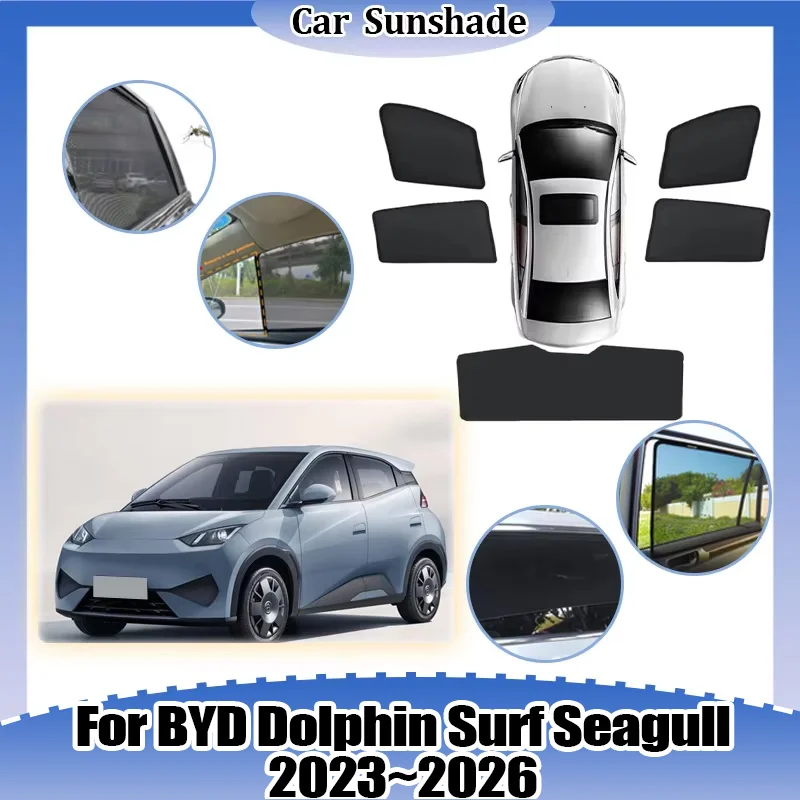 For BYD Dolphin Surf Seagull 2023 2024 2025 2026 Mesh Sunshade UV Protection Heat Insulation Privacy Curtains Auto Accessories