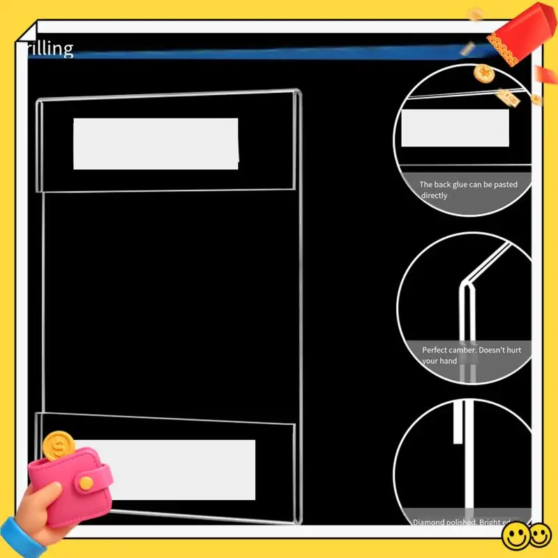 

A89Q-6Pc Acrylic Photo Frame No-Punch Wall-Mounted Transparent Price Tag With Table Sign A4 Display Frame For Home