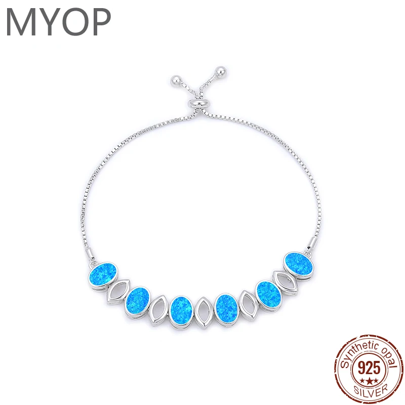 

MYOP Elegant Classic Steam Punk Rhapsody 925 Sterling Silver Opal Bracelet