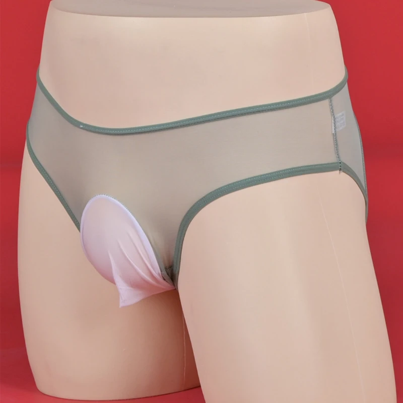 Bow Hollow กลับ Sissy กระเป๋ากางเกงผู้ชายเซ็กซี่ Bullet แยกชุดชั้นใน Underpant Smooth ชุดชั้นในเกย์ชุดนอน