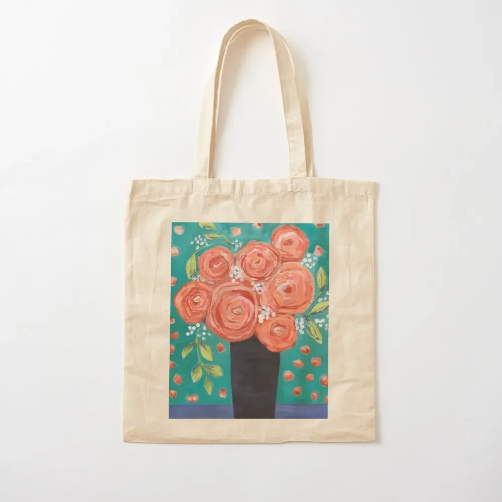 Courageous Coral Flowers Tote Bag canvas shopping bag Women's shopping bag