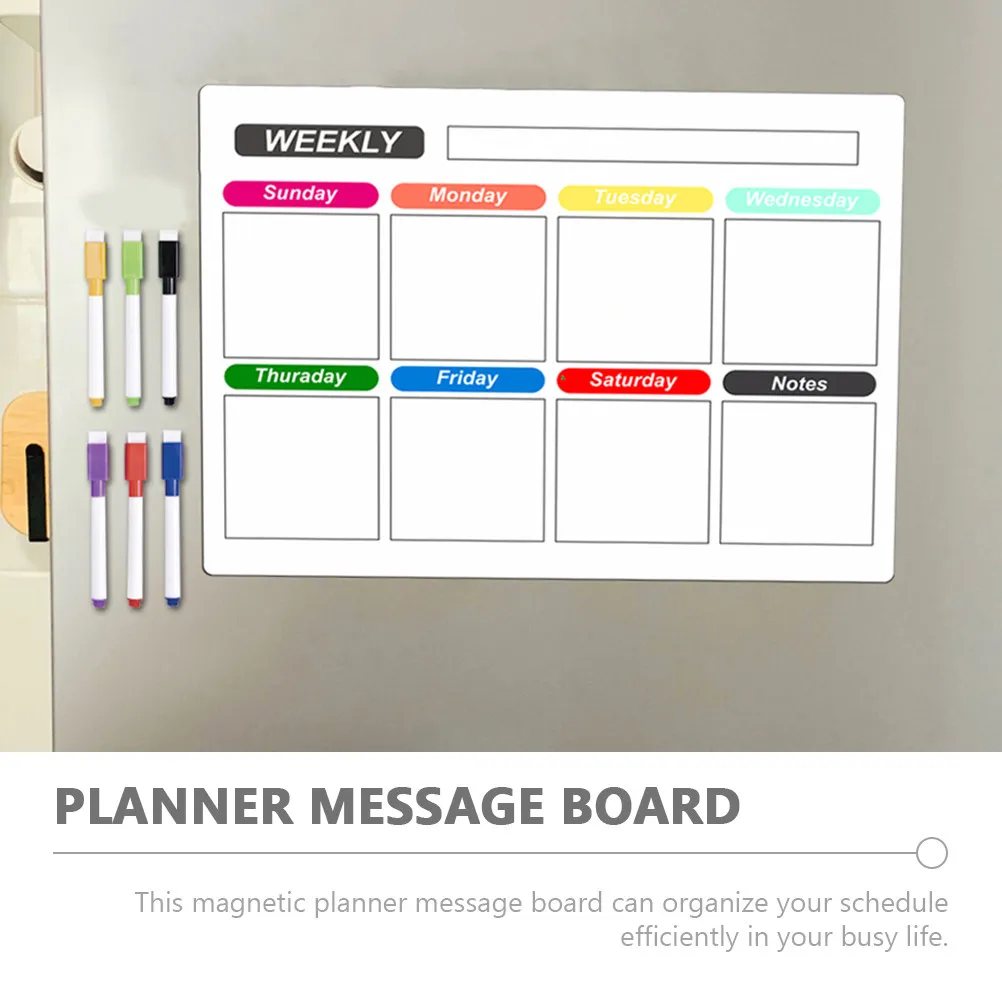 

Набор из 1 магнитной доски для сухого стирания: прозрачный еженедельный планировщик на холодильник, органайзер, пластиковая магнитная доска-планировщик для холодильника