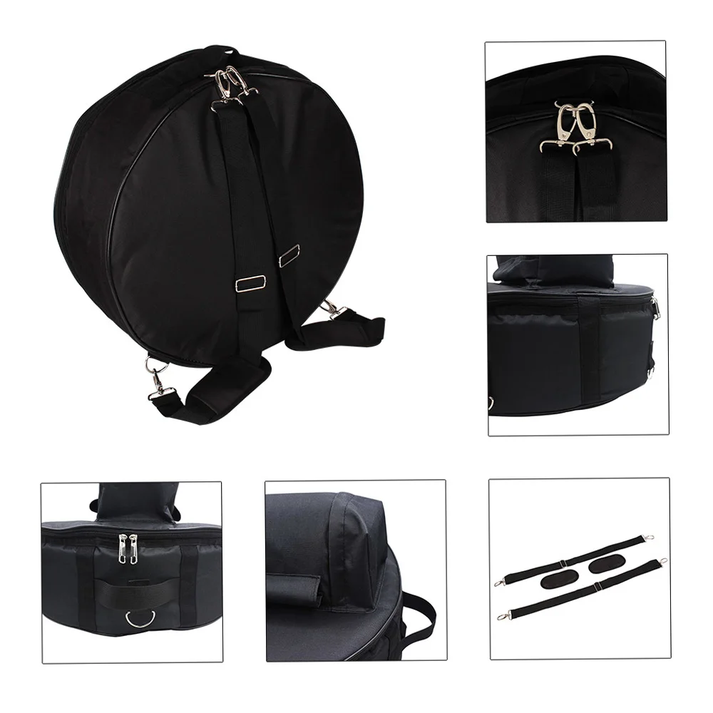 Durable 14 Inch Snare Drum Bag Backpack Case with Shoulder Strap Outside Pockets Storage Bag