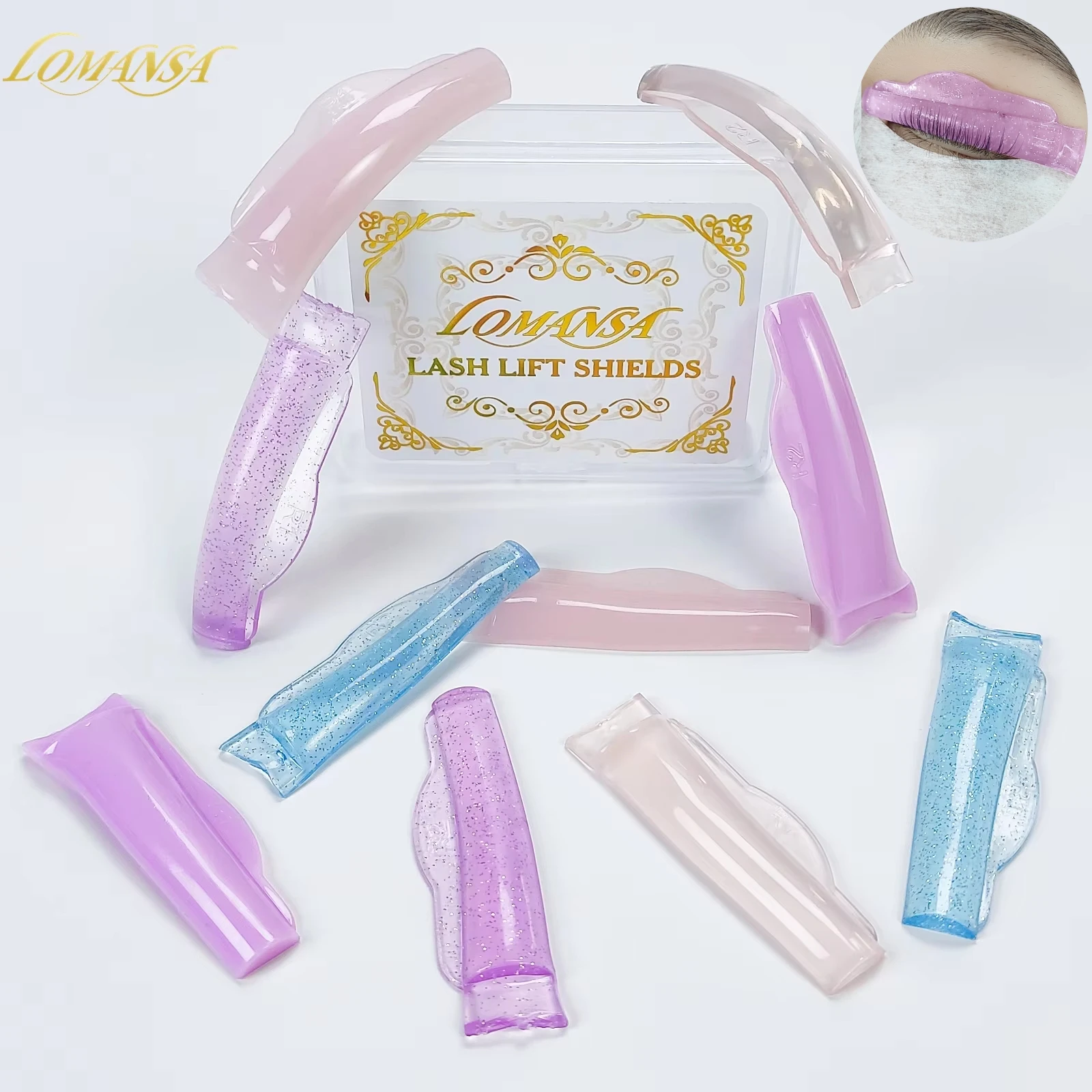 Lomansa 5 쌍 C 컬 실리콘 속눈썹 파마 패드 끈적 끈적한 속눈썹 막대 방패 리프팅 3D 속눈썹 경기자 액세서리 메이크업 도구